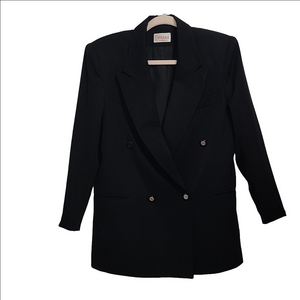 TAKARA Black virgin wool shoulder pads academia blazer